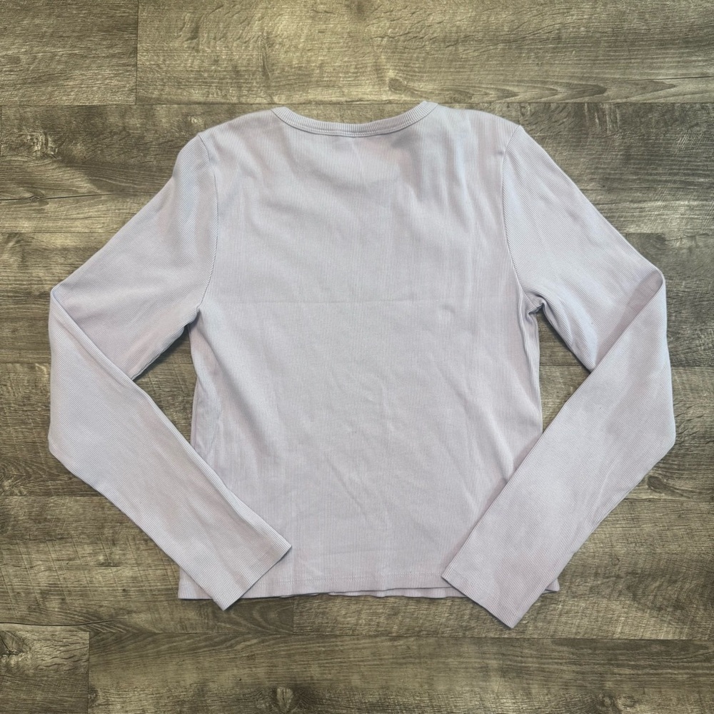 Maeve Ribbed Long Sleeve Crew Neck Shirt Lilac Purple Womens Sz. XL - Picture 2 of 7